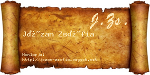 Józan Zsófia névjegykártya
